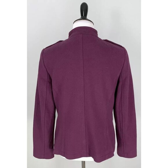 TALBOTS Womens Purple Button Up Front Military Blazer Coat Jacket Size 10 - Picture 4 of 6